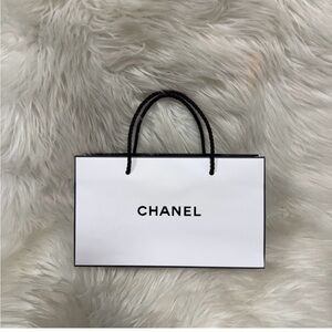 CHANEL Black and White Mini Paper Shopping Bag